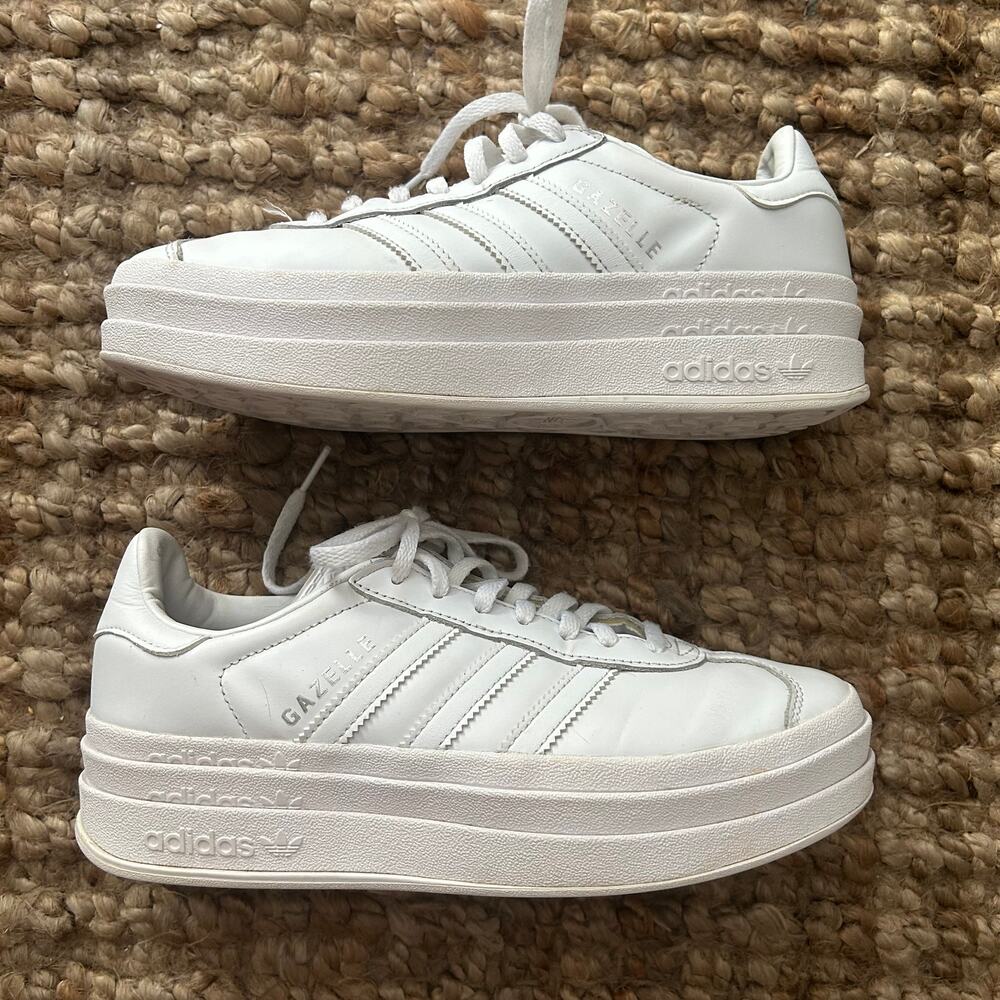 Adidas Gazelle Bold Platform White Leather Women’s 7 EU 38 2/3 -EUC